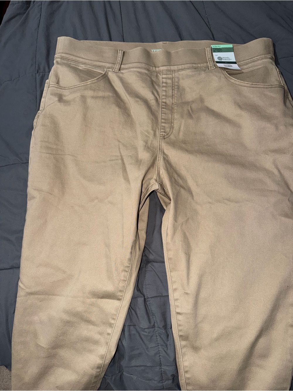 Woman Khaki Stretch Straight Fit Pants
